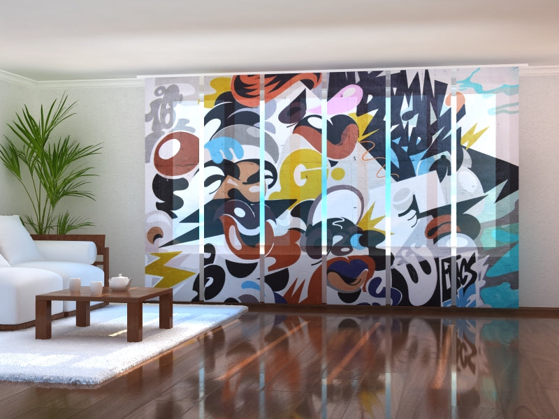 Set di 6 Tende a Pannello Street Art su Muro acquistare Set di 6 Tende a Pannello Street Art su Muro — Foto