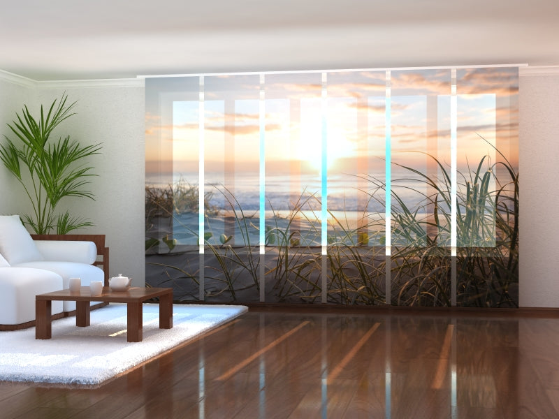 Set di 6 Tende a Pannello Calda Serata sulla Spiaggia acquistare Set di 6 Tende a Pannello Calda Serata sulla Spiaggia — Foto