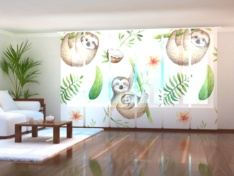 Set di 6 Tende a Pannello Bradipi Carini ad Acquerello acquistare Set di 6 Tende a Pannello Bradipi Carini ad Acquerello — Foto