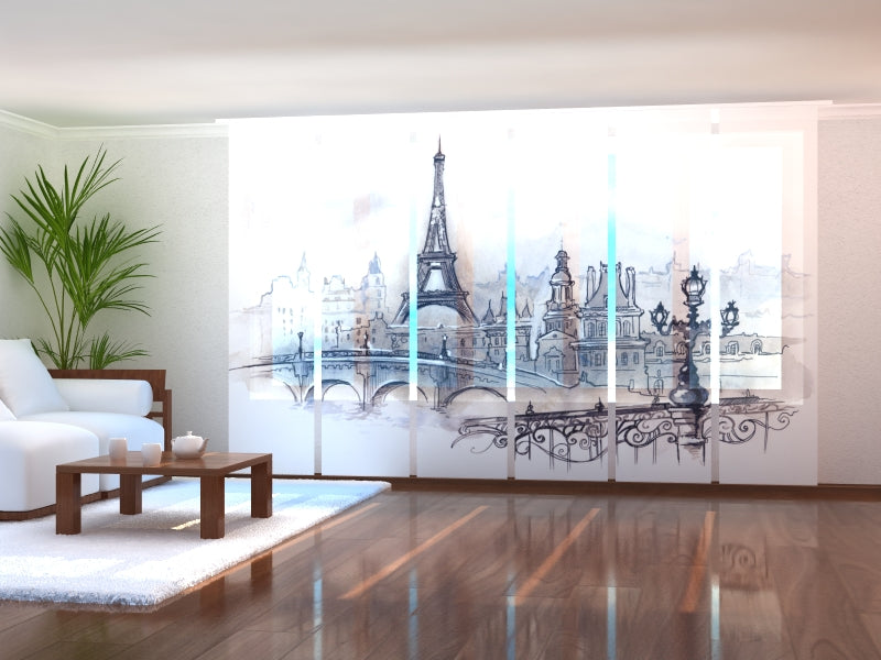 Set di 6 Tende a Pannello Acquerello di Parigi acquistare Set di 6 Tende a Pannello Acquerello di Parigi — Foto