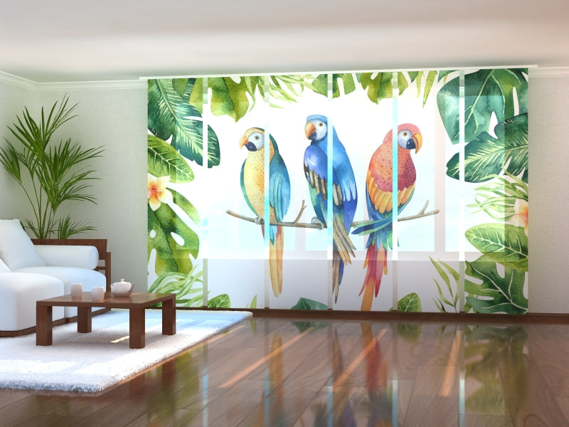 Set di 6 Tende a Pannello Piante e Pappagalli ad Acquerello acquistare Set di 6 Tende a Pannello Piante e Pappagalli ad Acquerello — Foto