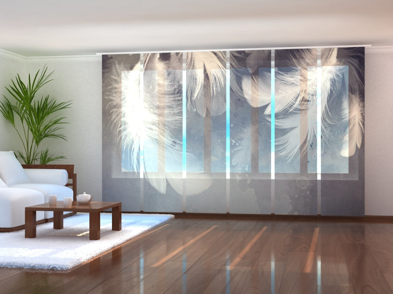 Set di 6 Tende a Pannello Piume Bianche acquistare Set di 6 Tende a Pannello Piume Bianche — Foto