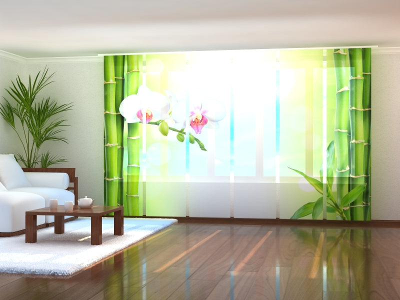 Set di 6 Tende a Pannello Orchidea Bianca con Bambù Fresco acquistare Set di 6 Tende a Pannello Orchidea Bianca con Bambù Fresco — Foto