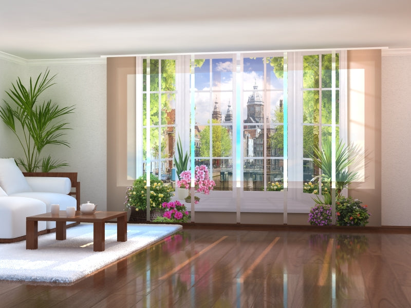 Set di 6 Tende a Pannello Finestra con Fiori acquistare Set di 6 Tende a Pannello Finestra con Fiori — Foto