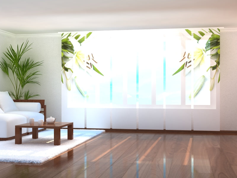 Set di 6 Tende a Pannello Meravigliosi Gigli Bianchi acquistare Set di 6 Tende a Pannello Meravigliosi Gigli Bianchi — Foto