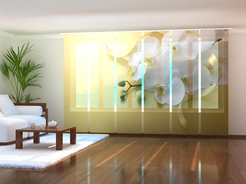 Set di 6 Tende a Pannello Orchidee su Oro acquistare Set di 6 Tende a Pannello Orchidee su Oro — Foto
