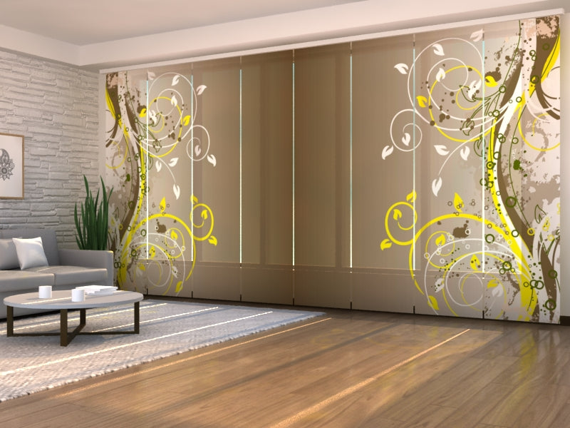 Set di 8 Tende a Pannello Arte Floreale su Sfondo Marrone acquistare Set di 8 Tende a Pannello Arte Floreale su Sfondo Marrone — Foto