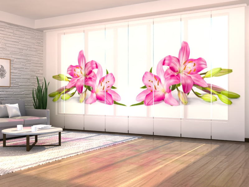 Set di 8 Tende a Pannello Grandi Gigli Rosa acquistare Set di 8 Tende a Pannello Grandi Gigli Rosa — Foto