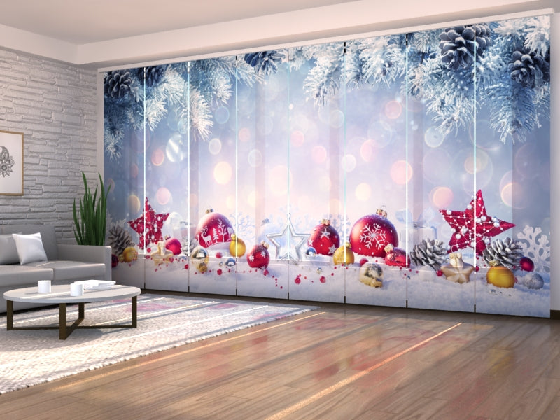 Set di 8 Tende a Pannello Palline Di Natale Rosse e Dorate acquistare Set di 8 Tende a Pannello Palline Di Natale Rosse e Dorate — Foto