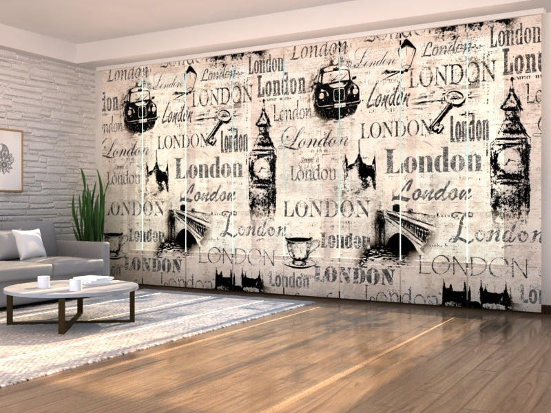 Set di 8 Tende a Pannello Collage Vecchia London acquistare Set di 8 Tende a Pannello Collage Vecchia London — Foto