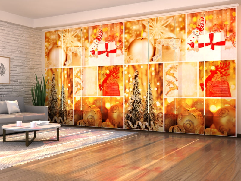 Set di 8 Tende a Pannello Collage di Natale Dorato acquistare Set di 8 Tende a Pannello Collage di Natale Dorato — Foto