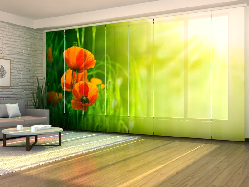 Set di 8 Tende a Pannello Papaveri Rossi Nel Prato Verde acquistare Set di 8 Tende a Pannello Papaveri Rossi Nel Prato Verde — Foto