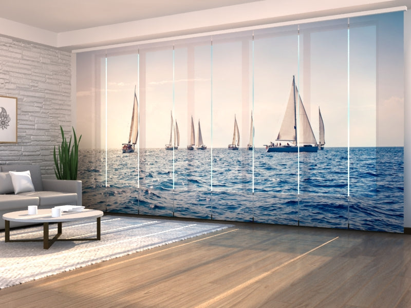 Set di 8 Tende a Pannello Mare e Barche a Vela acquistare Set di 8 Tende a Pannello Mare e Barche a Vela — Foto