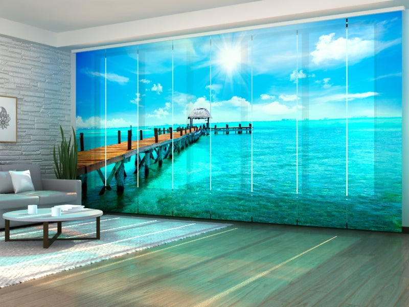 Set di 8 Tende a Pannello Costa Turchese del Messico acquistare Set di 8 Tende a Pannello Costa Turchese del Messico — Foto