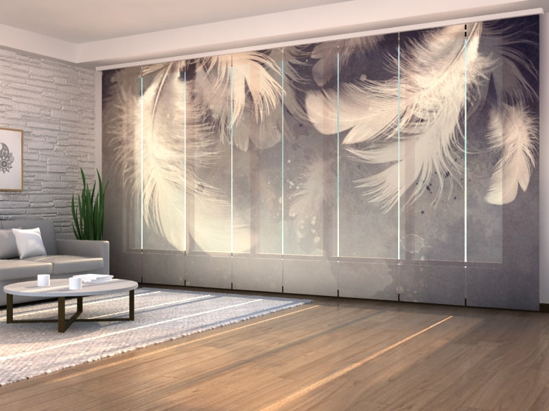 Set di 8 Tende a Pannello Piume Bianche acquistare Set di 8 Tende a Pannello Piume Bianche — Foto