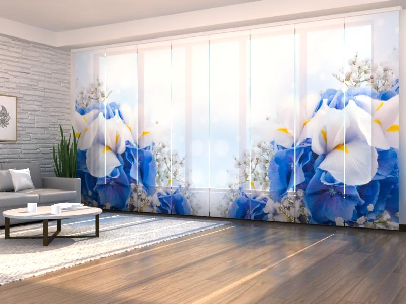 Set di 8 Tende a Pannello Bouquet Blu e Bianco acquistare Set di 8 Tende a Pannello Bouquet Blu e Bianco — Foto