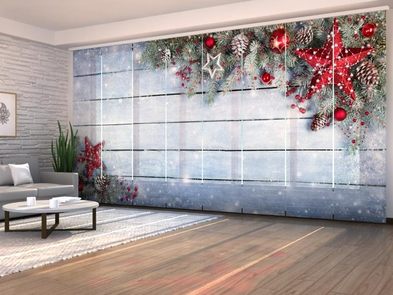 Set di 8 Tende a Pannello Stella Rossa di Natale 2 acquistare Set di 8 Tende a Pannello Stella Rossa di Natale 2 — Foto