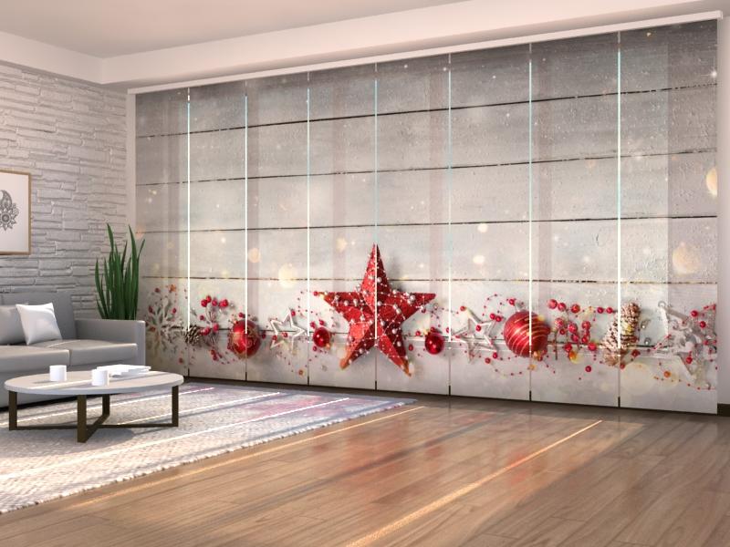 Set di 8 Tende a Pannello Christmas Red Star 2 acquistare Set di 8 Tende a Pannello Christmas Red Star 2 — Foto