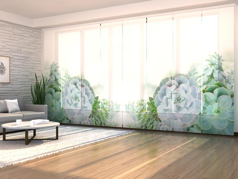 Set di 8 Tende a Pannello Piante Succulente Verdi acquistare Set di 8 Tende a Pannello Piante Succulente Verdi — Foto