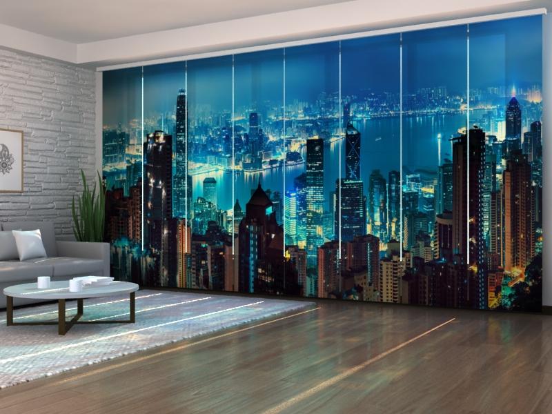 Set di 8 Tende a Pannello Panorama di Evening Hong Kong acquistare Set di 8 Tende a Pannello Panorama di Evening Hong Kong — Foto