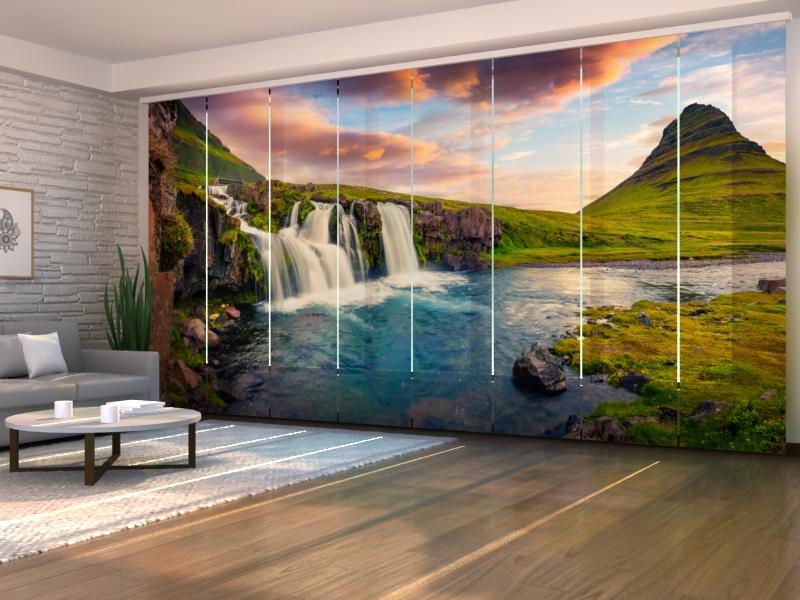 Set di 8 Tende a Pannello Tramonto Estivo in Islanda acquistare Set di 8 Tende a Pannello Tramonto Estivo in Islanda — Foto