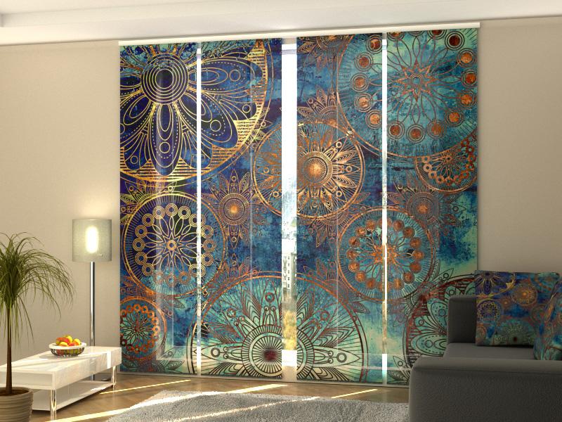 Set di 4 Tende a Pannello Ornamento Dorato acquistare Set di 4 Tende a Pannello Ornamento Dorato — Foto