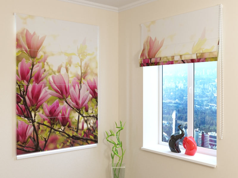 Tende a Pacchetto Albero di Magnolia ai Raggi del Sole acquistare Tende a Pacchetto Albero di Magnolia ai Raggi del Sole — Foto