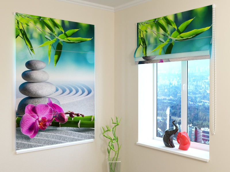 Tende a Pacchetto Orchidee Rosa in un Giardino Zen acquistare Tende a Pacchetto Orchidee Rosa in un Giardino Zen — Foto