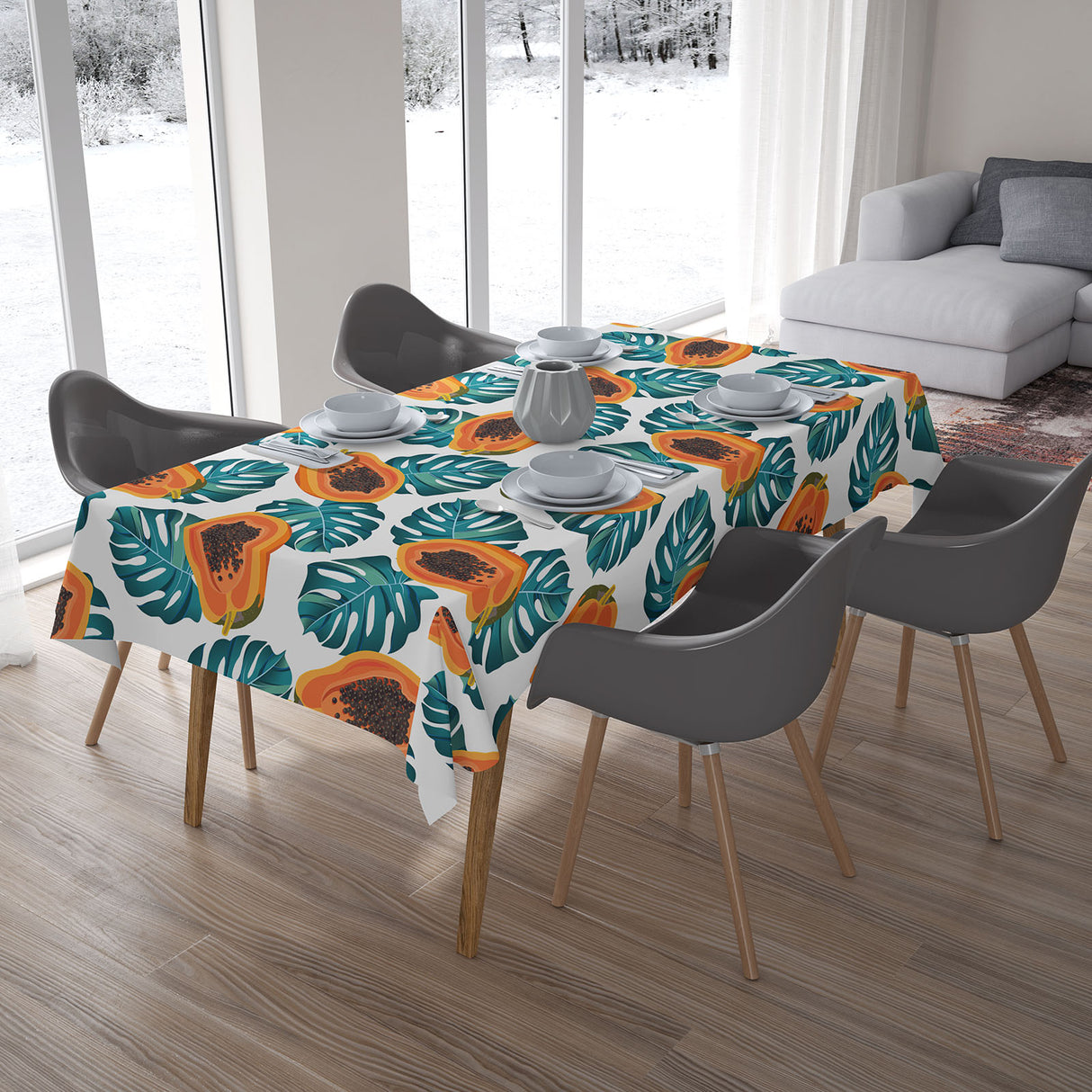 Tovaglia Papaya e Foglie Tropicali acquistare Tovaglia Papaya e Foglie Tropicali — Foto