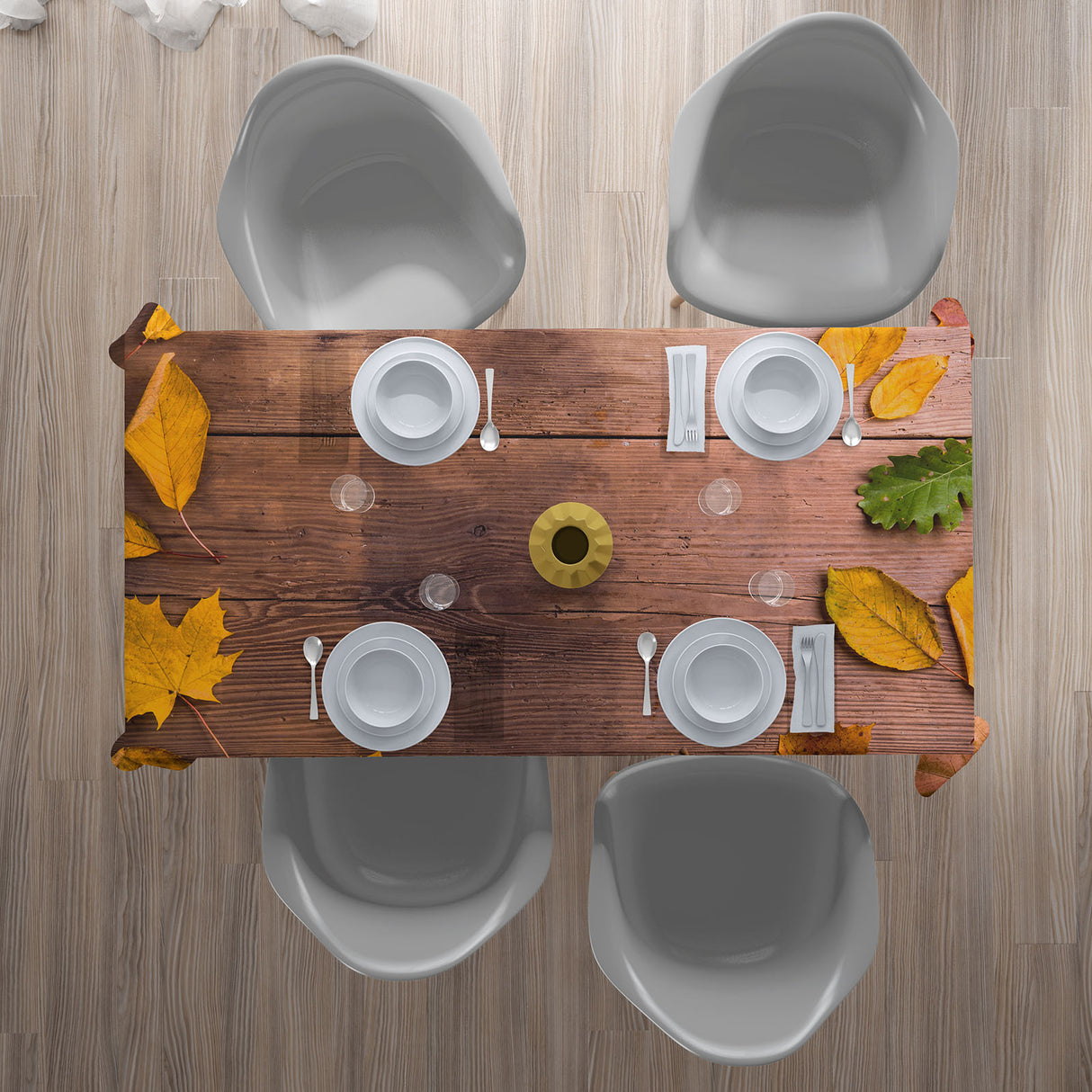 Tovaglia Foglie Autunnali su Legno acquistare Tovaglia Foglie Autunnali su Legno — Foto