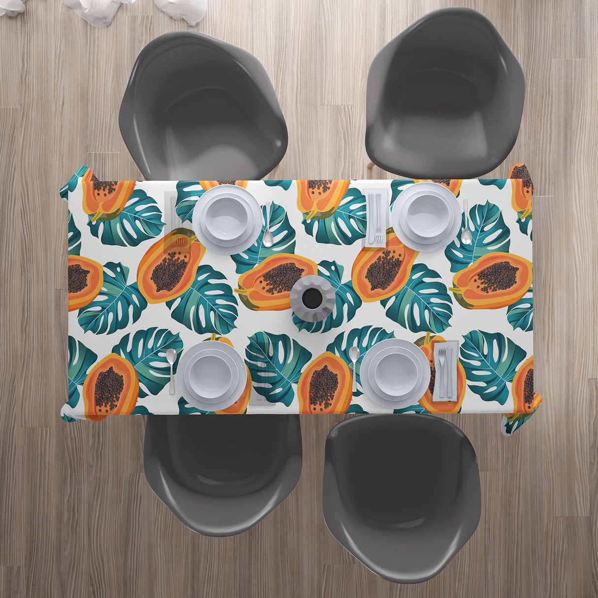 Tovaglia Papaya e Foglie Tropicali acquistare Tovaglia Papaya e Foglie Tropicali — Foto