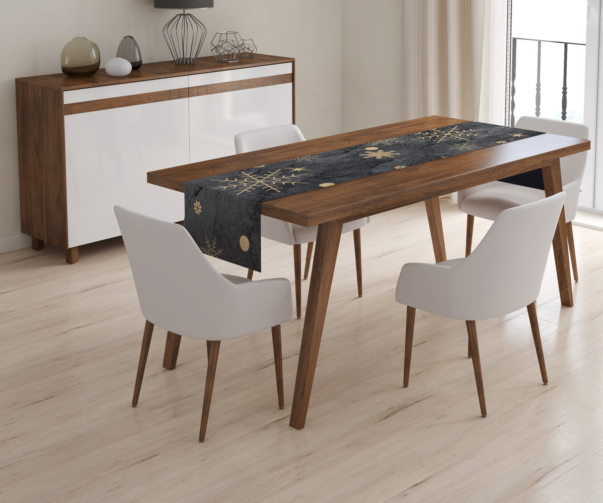 Tappeto Runner da Tavola Fiocchi di Neve Dorati acquistare Tappeto Runner da Tavola Fiocchi di Neve Dorati — Foto