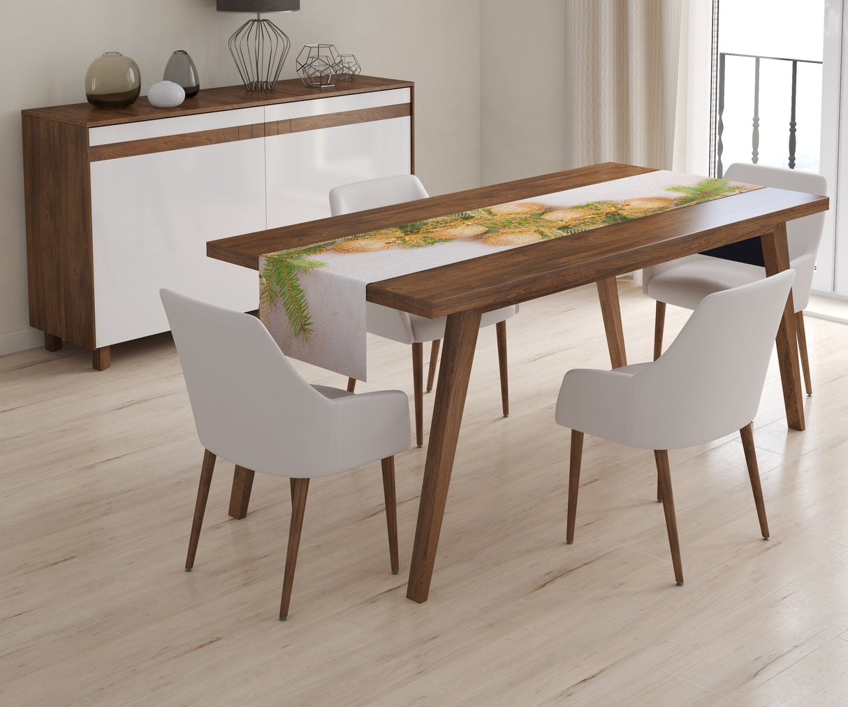 Tappeto Runner da Tavola Fiocchi di Natale Dorati acquistare Tappeto Runner da Tavola Fiocchi di Natale Dorati — Foto