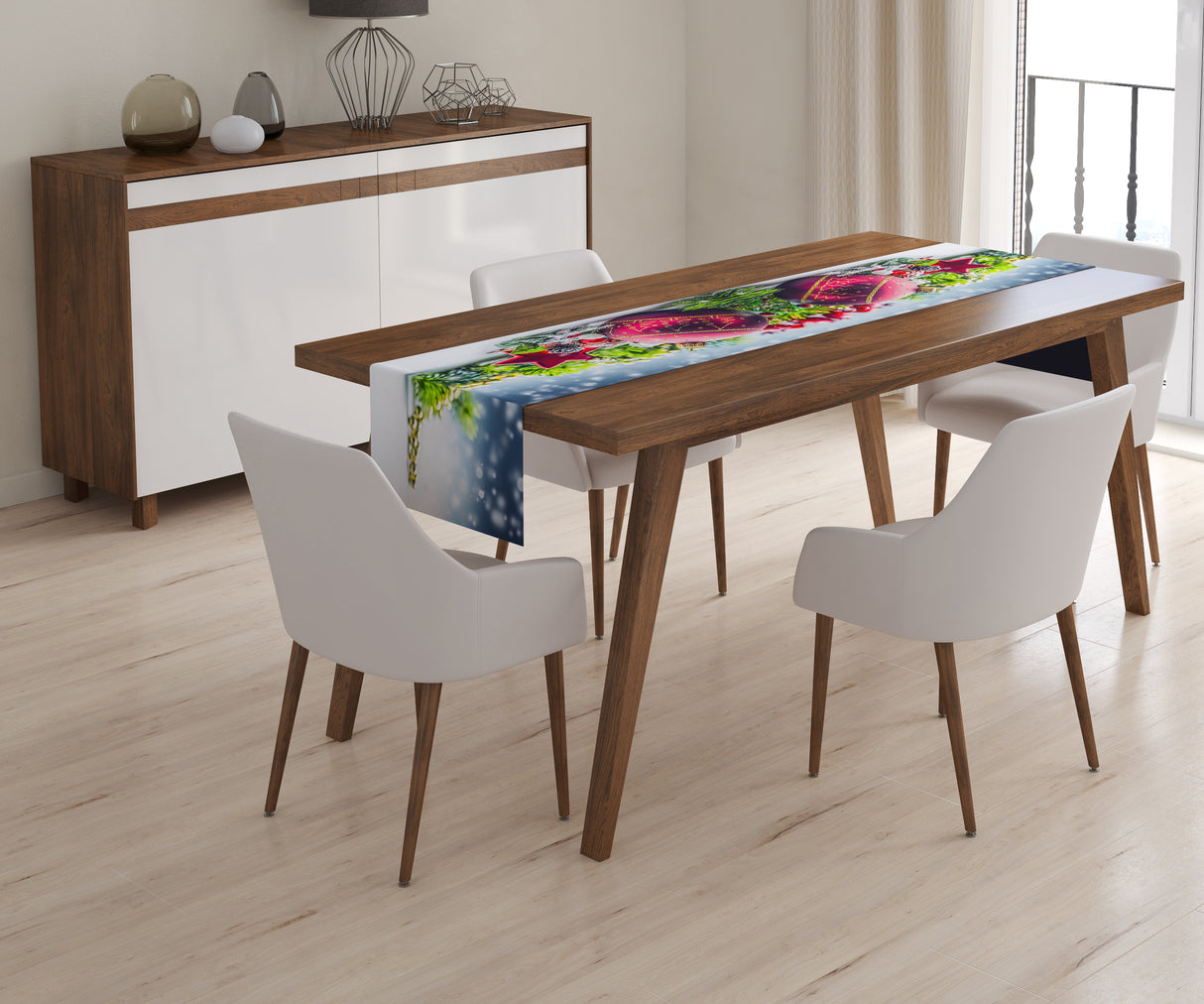 Tappeto Runner da Tavola Decorazioni Natalizie con Neve acquistare Tappeto Runner da Tavola Decorazioni Natalizie con Neve — Foto