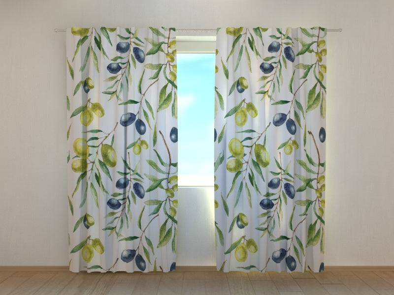 Foto Tende Rami di Ulivo ad Acquerello acquistare Foto Tende Rami di Ulivo ad Acquerello — Foto