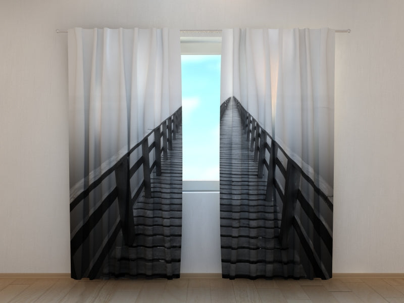 Foto Tende Percorso di Legno in Bianco e Nero acquistare Foto Tende Percorso di Legno in Bianco e Nero — Foto