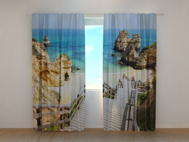 Foto Tende Scalinata In Legno Sulla Bellissima Spiaggia D'Algarve acquistare Foto Tende Scalinata In Legno Sulla Bellissima Spiaggia D'Algarve — Foto