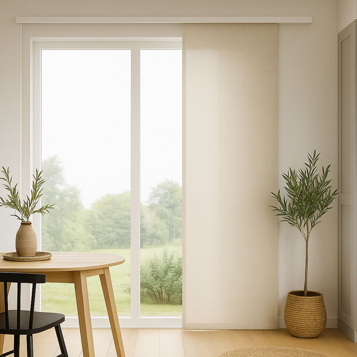 Tenda a Pannello in Linotex per Porta Finestra, Tende a Pannello Scorrevole moderne ideali per ampie vetrate, Alta Qualità — Foto