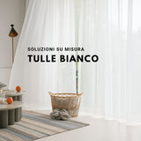 Tenda Velata Bianca Premium, Tenda in Voile Bianco Trasparente, Tenda a Pieghe Fisse, Tenda Velata Bianca a Onda Perfetta - Su Misura — Foto