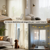 Tenda Velata Bianca Premium, Tenda in Voile Bianco Trasparente, Tenda a Pieghe Fisse, Tenda Velata Bianca a Onda Perfetta - Su Misura — Foto