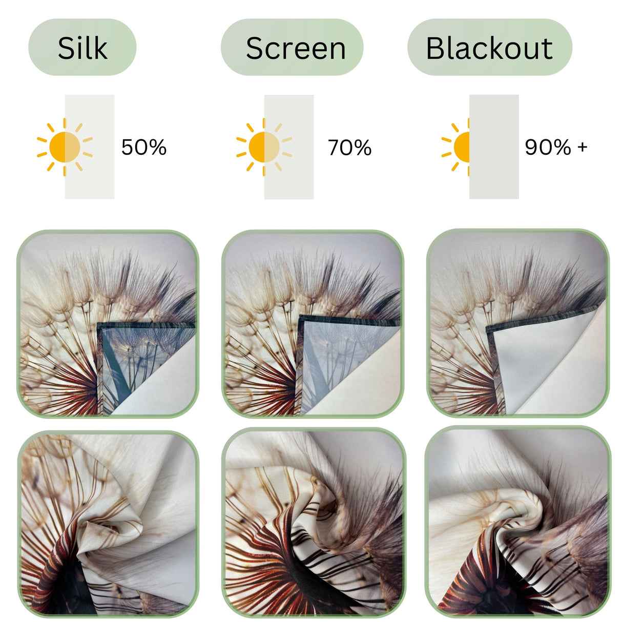 Set di 8 Tende a Pannello Raggi di Sole