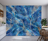 Set di 4 Tende a Pannello Marmo Blue e Oro — Foto