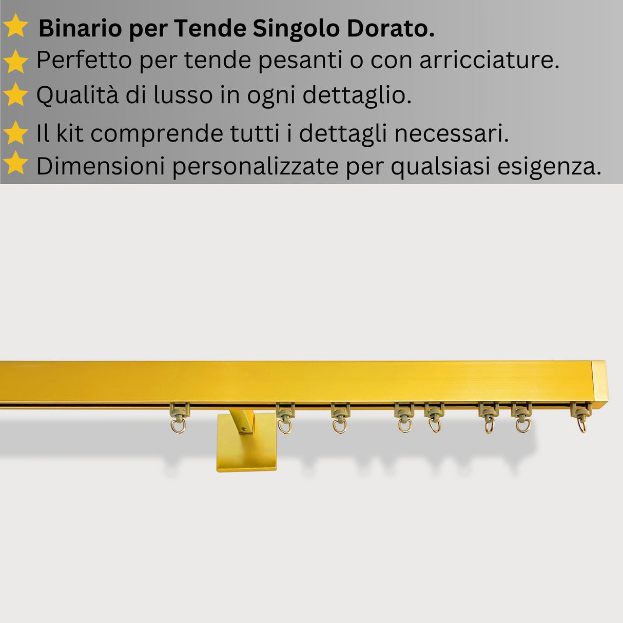 Binario per Tende, Singolo Dorato, a Parete – Misure Personalizzate, Design Moderno ed Elegante — Foto