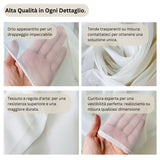 Tenda Velata Bianca Premium, Tenda in Voile Bianco Trasparente, Tenda a Pieghe Fisse, Tenda Velata Bianca a Onda Perfetta - Su Misura — Foto