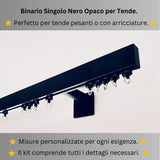 Binario per Tende, Singolo, color Nero Opaco, a Parete – Misure Personalizzate, Design Moderno e Versatile — Foto