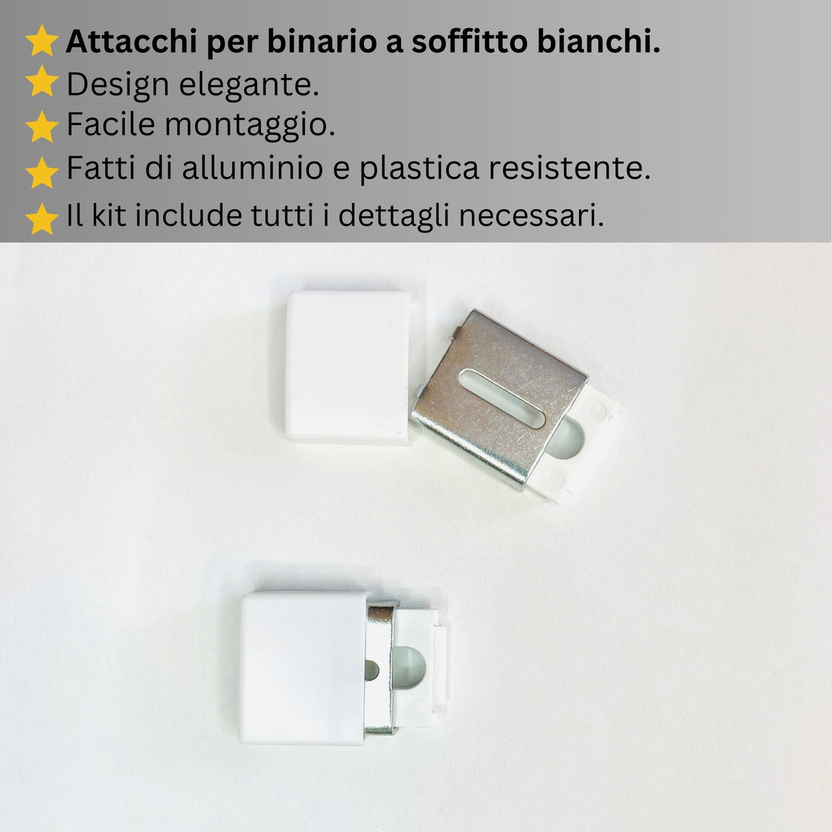 Binario per Tende, Singolo, color Bianco, a Soffitto – Misure Personalizzate, Design Moderno e Funzionale — Foto