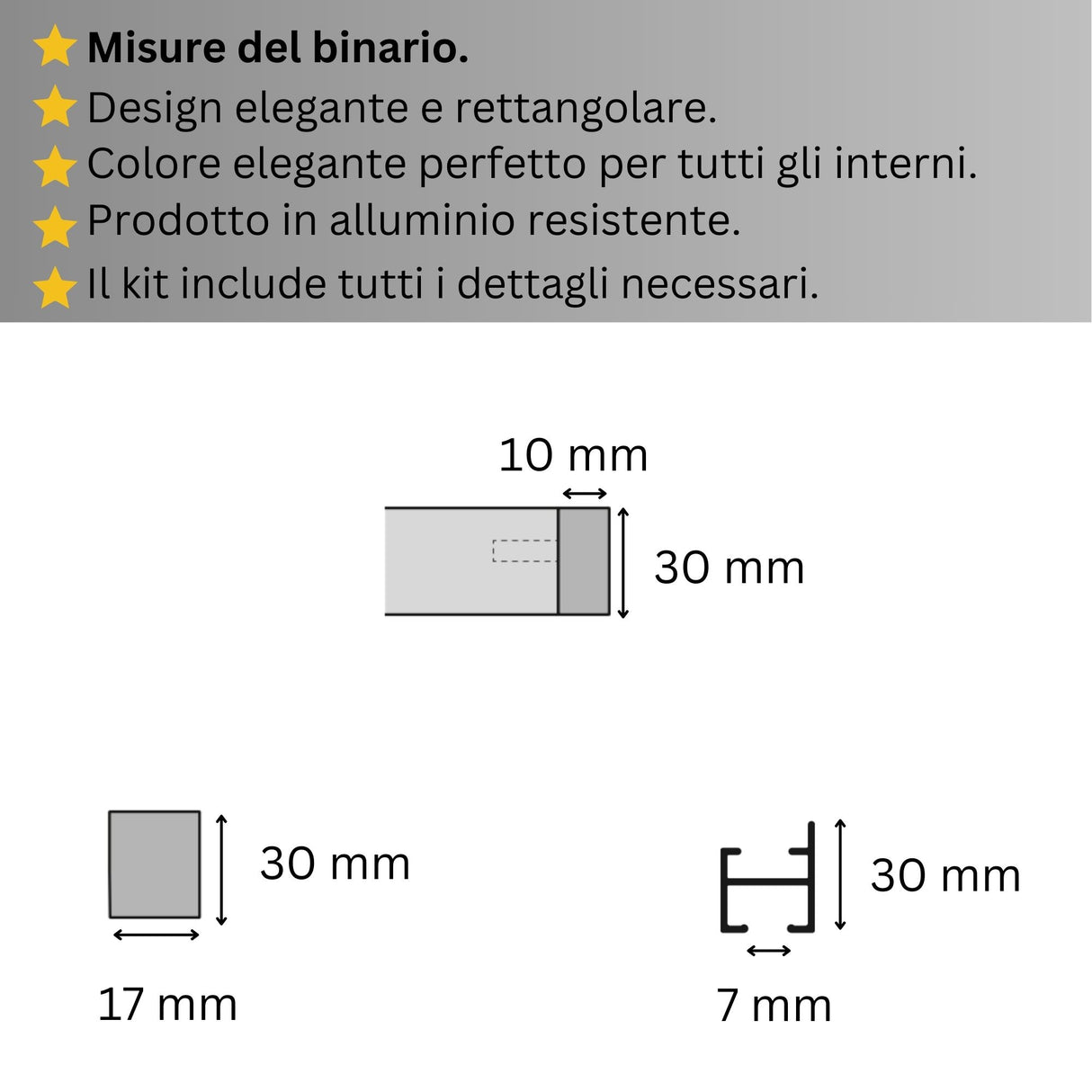 Binario per Tende, Singolo, color Bianco, a Parete – Misure Personalizzate, Design Moderno ed Elegante