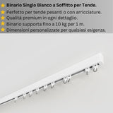Binario per Tende, Singolo, color Bianco, a Soffitto – Misure Personalizzate, Design Moderno e Funzionale — Foto