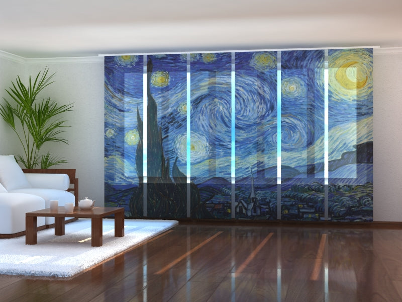 Set di 6 Tende a Pannello Notte Stellata Vincent Van Gogh — Foto