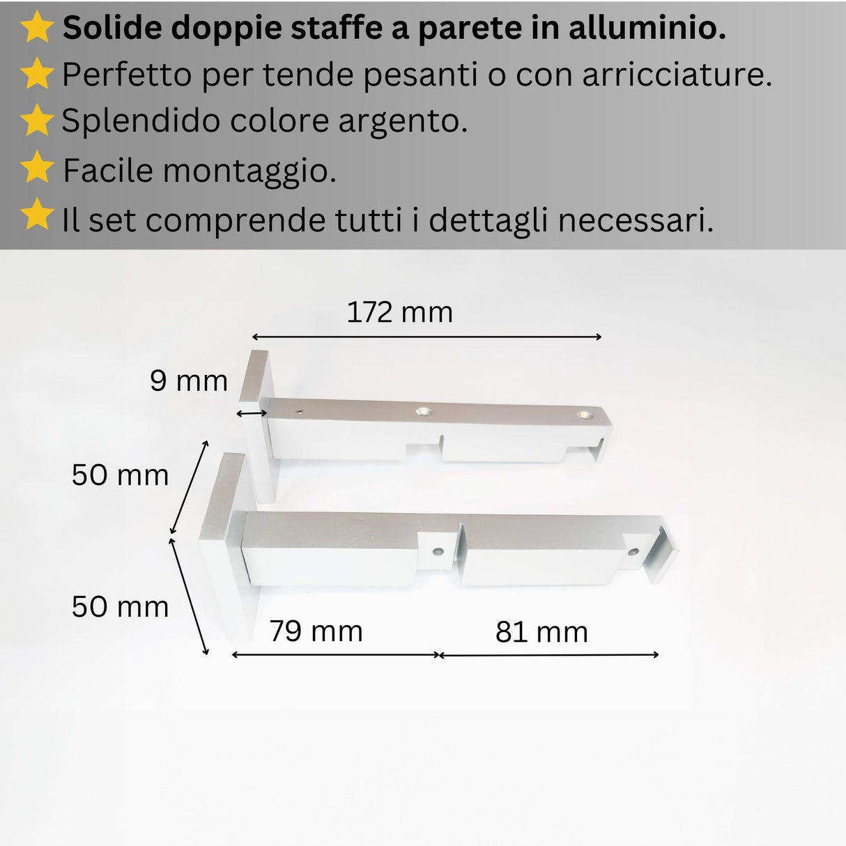 Binario Doppio per Tende, color Argento, a Parete – Misure Personalizzate, Design Elegante e Funzionale
